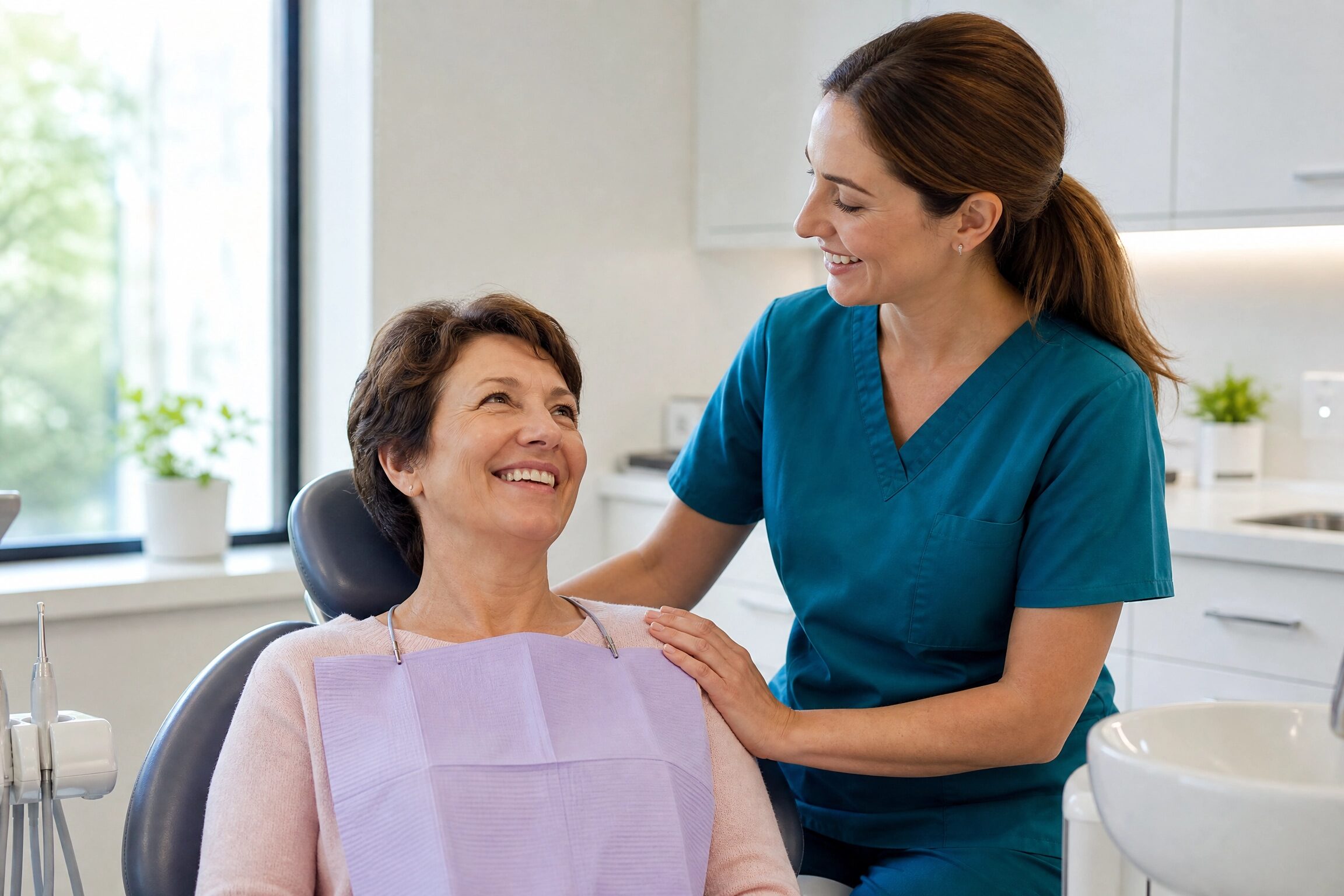 Patient feeling relieved and comfortable after tooth extraction at Charlottesville Dental Associates