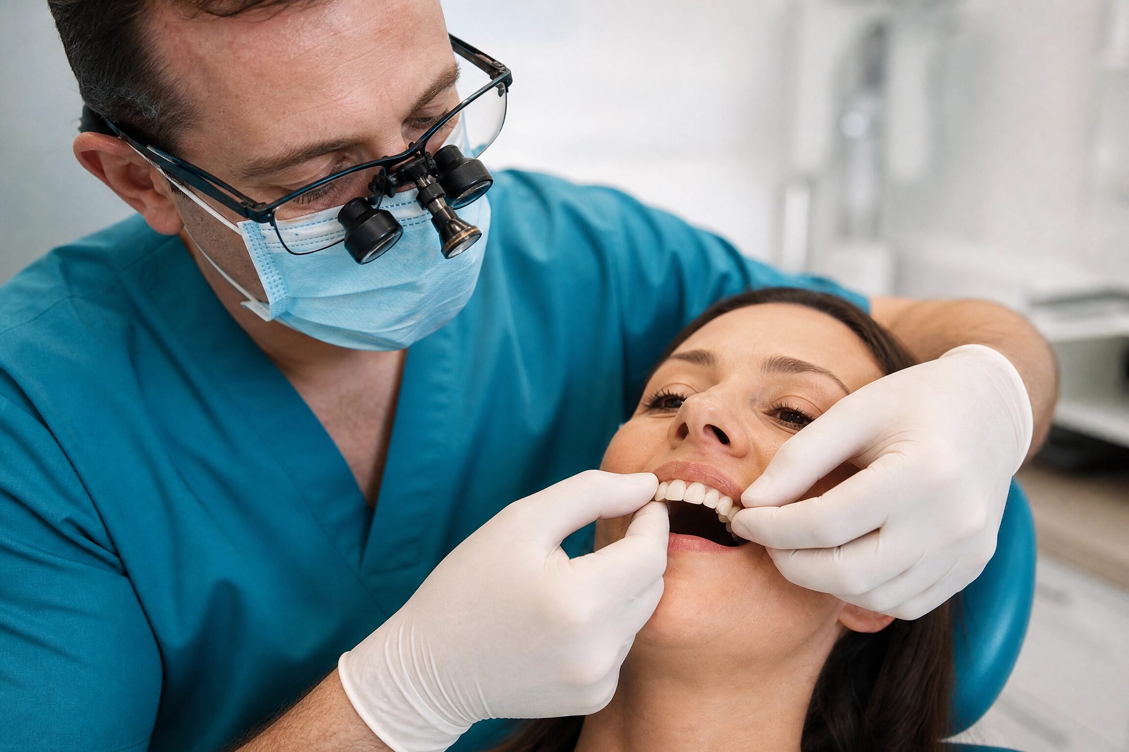 Dental bridge being fitted at Charlottesville Dental Associates